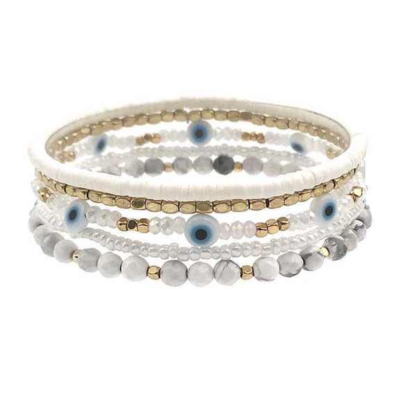 Multi Layer Metal Bead Eye Bracelet - Picture 2 of 3